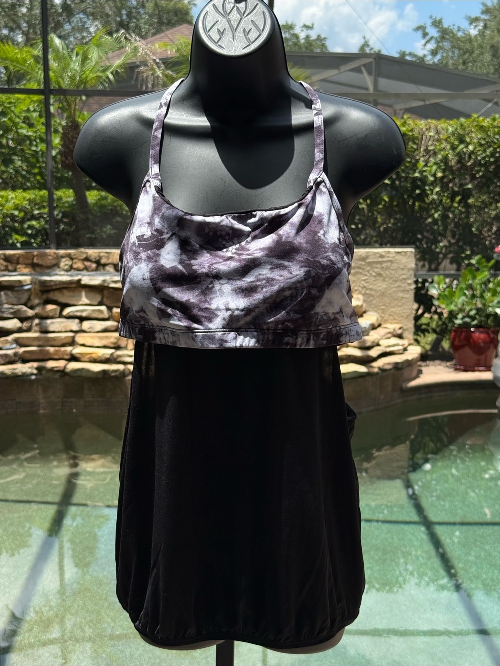 Nike Womens Layered Tie Dye Tankini Swim Top Large